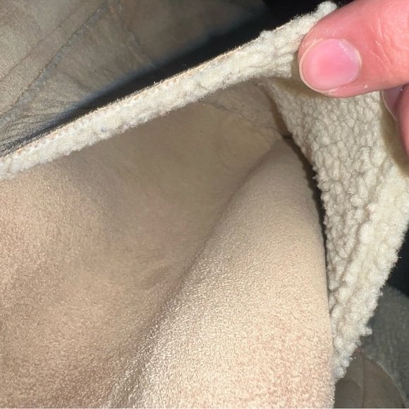 GAP long faux suede shearling lined coat - Picture 8 of 9